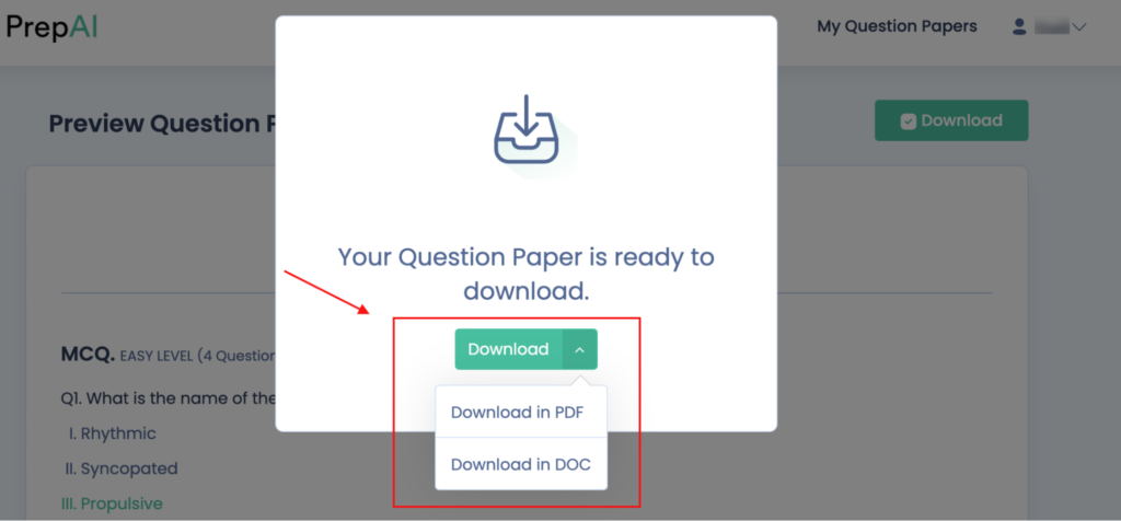 After this a Download button will appear. Use that to download files in PDF/Doc.